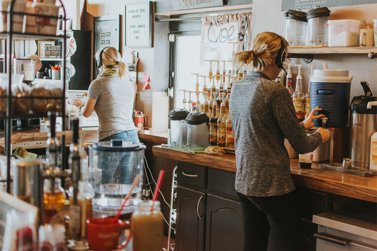 Barista's crafting your favorite brew at 5 Bean Coffee